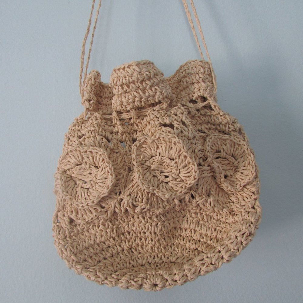 Mini Straw Hobo Bag With Drawstring - image 1
